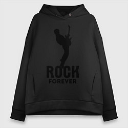 Толстовка оверсайз женская Rock forever, цвет: черный