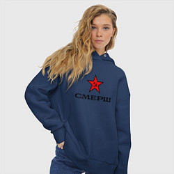 Толстовка оверсайз женская СМЕРШ Красная звезда, цвет: тёмно-синий — фото 2