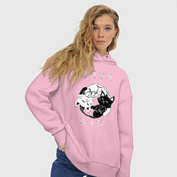 Толстовка оверсайз женская Просто будь Котом, цвет: светло-розовый — фото 2