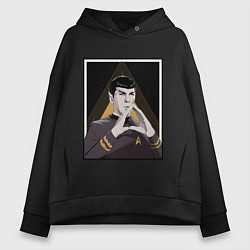 Толстовка оверсайз женская Spock Z, цвет: черный