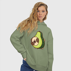 Толстовка оверсайз женская Мопс-авокадо, цвет: авокадо — фото 2