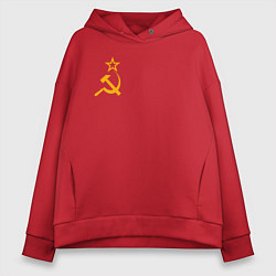 Толстовка оверсайз женская Флаг СССР, цвет: красный