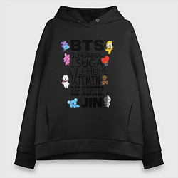 Толстовка оверсайз женская BTS BT21, цвет: черный