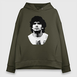Толстовка оверсайз женская Диего Марадона, цвет: хаки