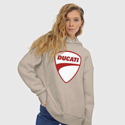 Толстовка оверсайз женская Ducati Logo Дукати Лого Z, цвет: миндальный — фото 2