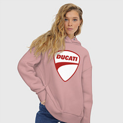 Толстовка оверсайз женская Ducati Logo Дукати Лого Z, цвет: пыльно-розовый — фото 2