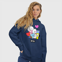 Толстовка оверсайз женская BT21, цвет: тёмно-синий — фото 2