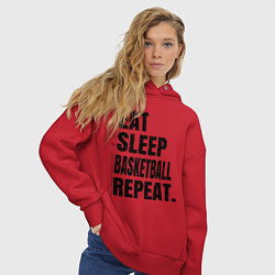 Толстовка оверсайз женская EAT SLEEP BASKETBALL REPEAT, цвет: красный — фото 2