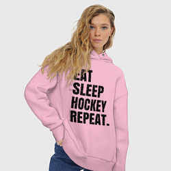 Толстовка оверсайз женская EAT SLEEP HOCKEY REPEAT, цвет: светло-розовый — фото 2