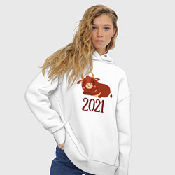 Толстовка оверсайз женская Год быка 2021, цвет: белый — фото 2