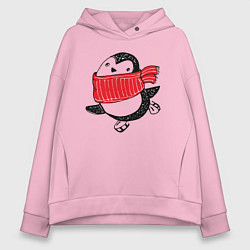 Толстовка оверсайз женская Пингвин на коньках, цвет: светло-розовый