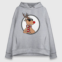 Толстовка оверсайз женская Олень Хипстер, цвет: меланж