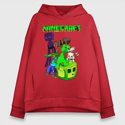 Толстовка оверсайз женская Minecraft, цвет: красный