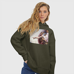 Толстовка оверсайз женская Искусство, цвет: хаки — фото 2