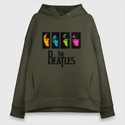 Толстовка оверсайз женская Всемирный день The Beatles, цвет: хаки