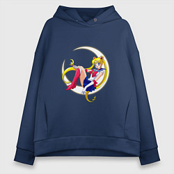 Толстовка оверсайз женская Sailor Moon, цвет: тёмно-синий