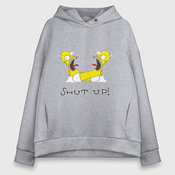 Толстовка оверсайз женская Shut up!, цвет: меланж