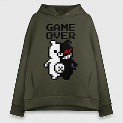 Толстовка оверсайз женская MONOKUMA GAME OVER, цвет: хаки