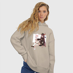 Толстовка оверсайз женская Ху Тао, цвет: миндальный — фото 2