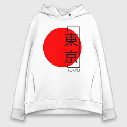 Толстовка оверсайз женская Tokyo иероглифами, цвет: белый