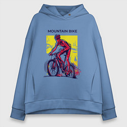 Толстовка оверсайз женская Mountain Bike велосипедист, цвет: мягкое небо