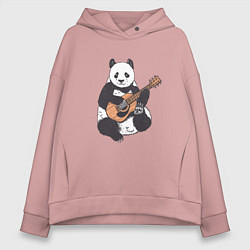 Толстовка оверсайз женская Панда гитарист Panda Guitar, цвет: пыльно-розовый