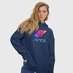 Толстовка оверсайз женская AVICII RAIBOW, цвет: тёмно-синий — фото 2