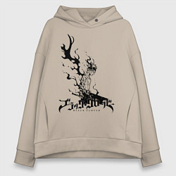 Толстовка оверсайз женская Черный Аста Черный Клевер, цвет: миндальный