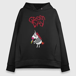 Толстовка оверсайз женская Green Day Unicorn, цвет: черный