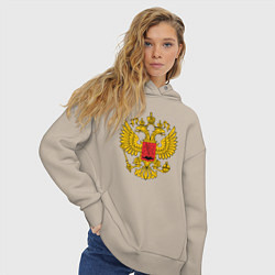Толстовка оверсайз женская ГЕРБ РОССИИ RUSSIA, цвет: миндальный — фото 2