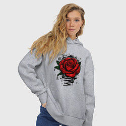 Толстовка оверсайз женская Красная Роза Red Rose, цвет: меланж — фото 2