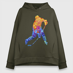 Толстовка оверсайз женская Хоккеист, цвет: хаки