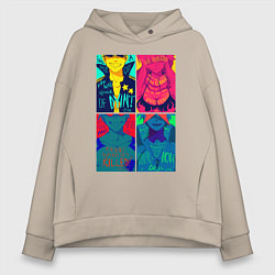 Толстовка оверсайз женская Gurren Lagann posters, цвет: миндальный