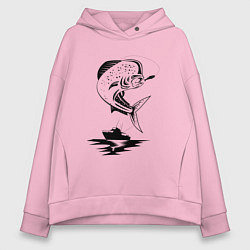 Толстовка оверсайз женская Рыбалка, цвет: светло-розовый