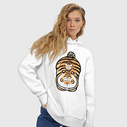 Толстовка оверсайз женская Семейка тигров, цвет: белый — фото 2