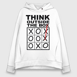 Толстовка оверсайз женская THINK OUTSIDE THE BOX, цвет: белый