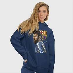 Толстовка оверсайз женская Lionel Messi Barcelona Argentina Striker, цвет: тёмно-синий — фото 2