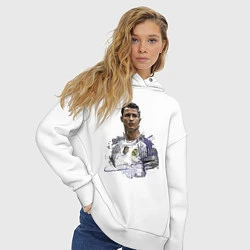 Толстовка оверсайз женская Cristiano Ronaldo Manchester United Portugal, цвет: белый — фото 2