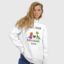 Толстовка оверсайз женская Динозаврики, цвет: белый — фото 2