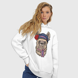 Толстовка оверсайз женская Славянская лама, цвет: белый — фото 2