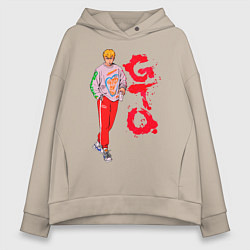 Толстовка оверсайз женская Онидзука крутой учитель, цвет: миндальный