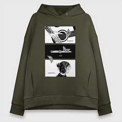 Толстовка оверсайз женская Endure and survive, цвет: хаки