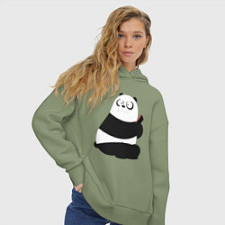 Толстовка оверсайз женская Возмущенная панда, цвет: авокадо — фото 2