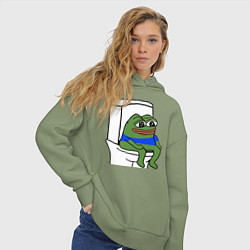 Толстовка оверсайз женская Лягушонок пепе, цвет: авокадо — фото 2