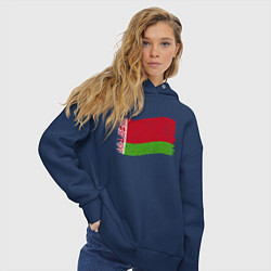 Толстовка оверсайз женская Флаг - Беларусь, цвет: тёмно-синий — фото 2