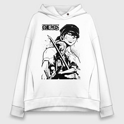 Толстовка оверсайз женская Ророноа Зоро One Piece, цвет: белый