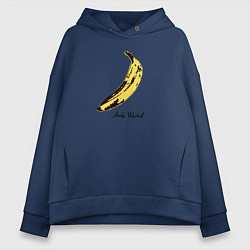 Толстовка оверсайз женская Банан, Энди Уорхол, цвет: тёмно-синий