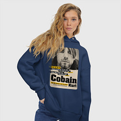 Толстовка оверсайз женская Kurt Cobain paper cuts, цвет: тёмно-синий — фото 2
