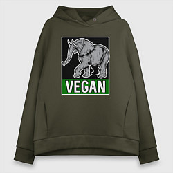 Женское худи оверсайз Vegan elephant