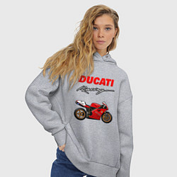 Толстовка оверсайз женская DUCATI ДУКАТИ MOTOSPORT, цвет: меланж — фото 2